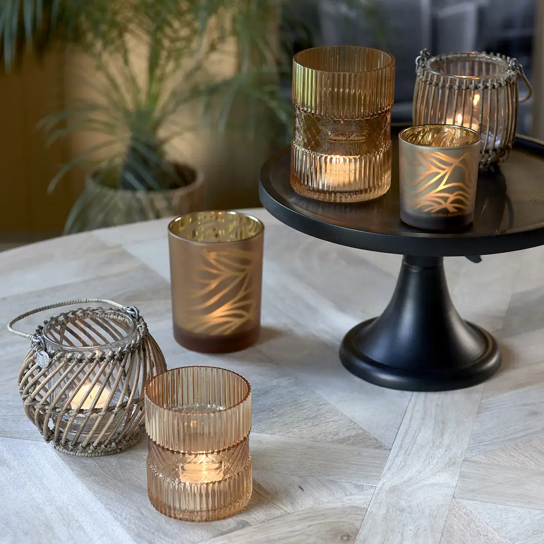 Riviera Maison Rustic Rattan Diagonal Weave Votive - Image 2