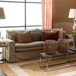 Continental Sofa 2,5 Seater, Oxford Weave, Anvers Flax