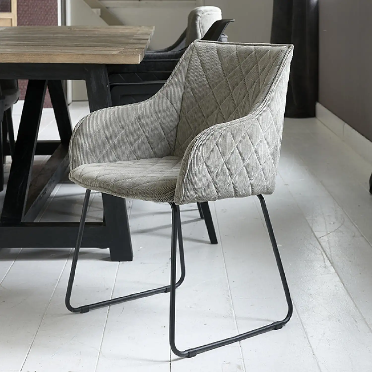 Frisco Drive Dining Armchair, Italian Rib, Mouse