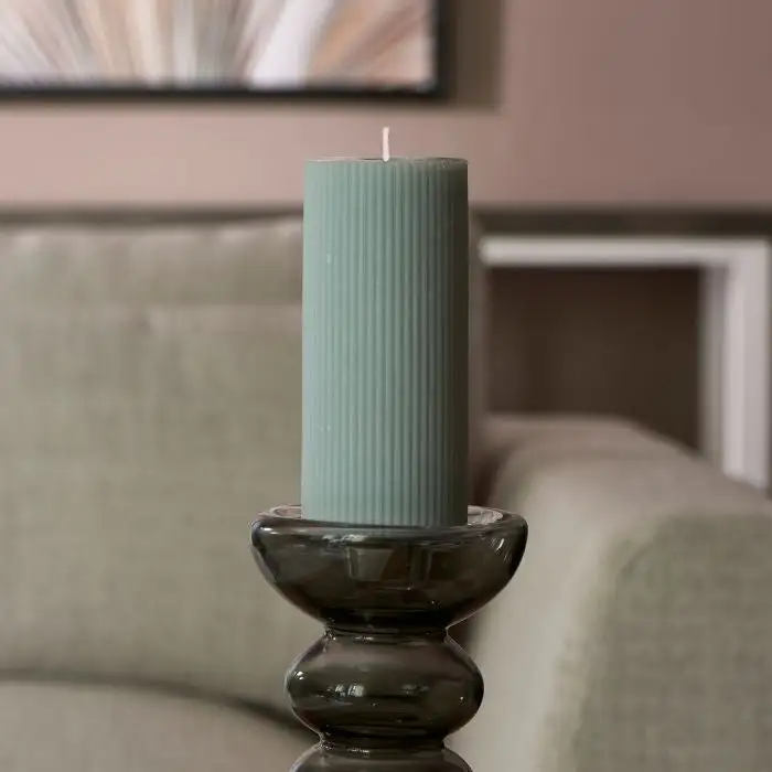 Riviera Maison Pillar Candle Rib Blue 7x15 - Image 2