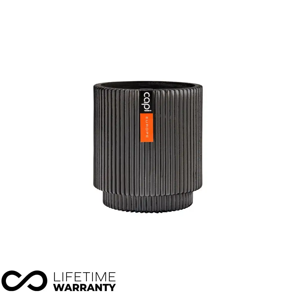 Indoor Nature Groove Cylinder Planter (Anthracite) - 19cm Dia