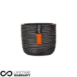 Indoor Nature Rib Egg Planter (Black) - 18cm Dia