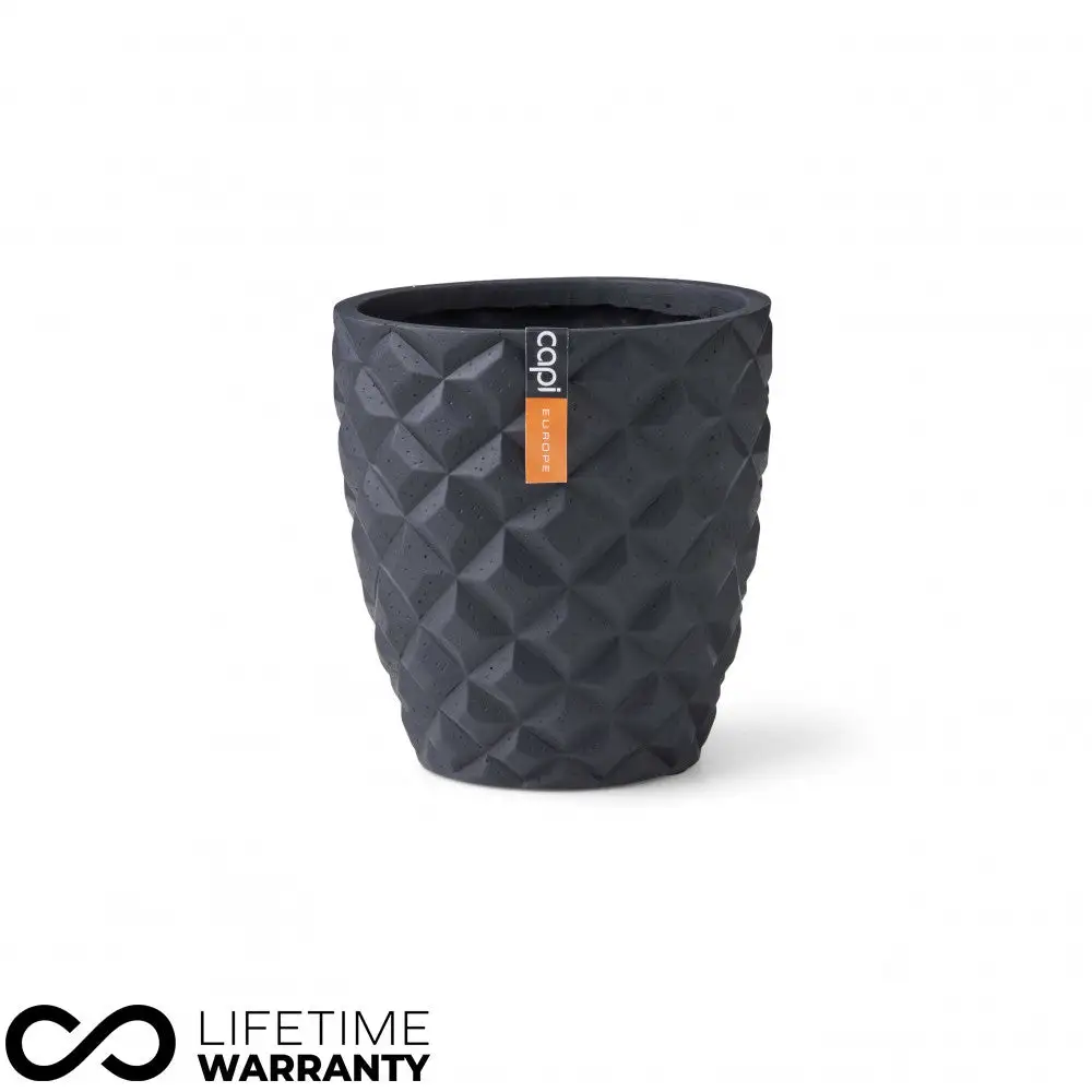 Indoor Lux Heraldry Tapered Planter (Black) - 14 Cm Dia