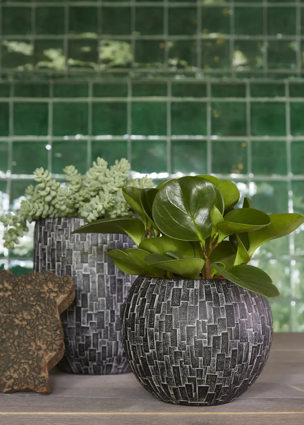 Nature & Stone Indoor Nature Stone Ball Planter (Charcoal) - 17cm Dia - Image 3