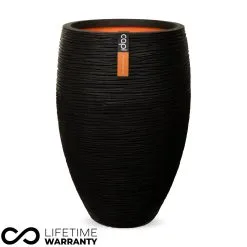 Nature Rib NL Nature Elegant Delux Rib Planter NL (Black) - 45cm Dia