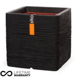 Nature Rib NL Nature Square Rib Planter NL (Black) - 30cm