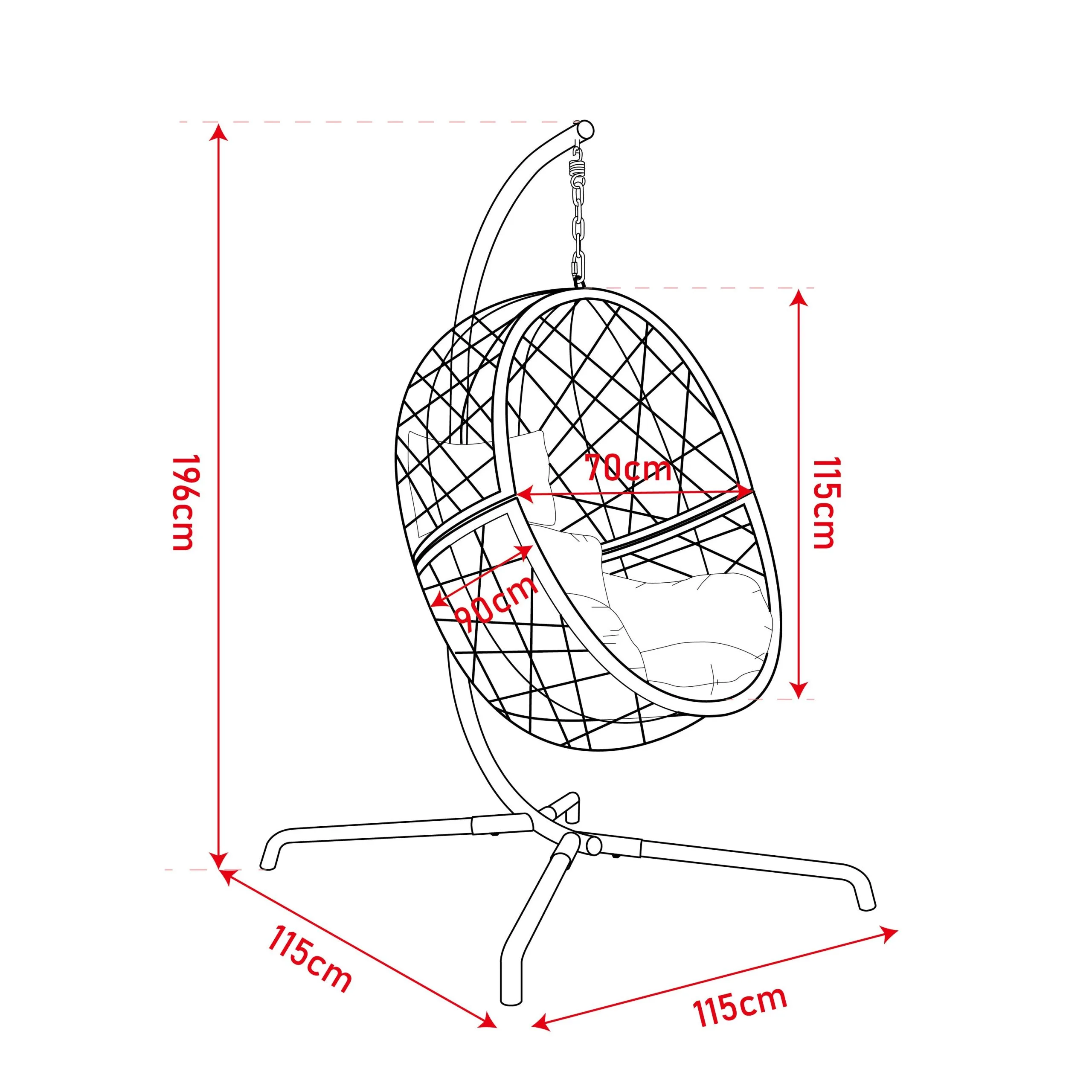 RW KD - Single Swing Chair (Brown) - Image 4