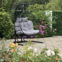 RW Foldable Double Swing Chair (Black)