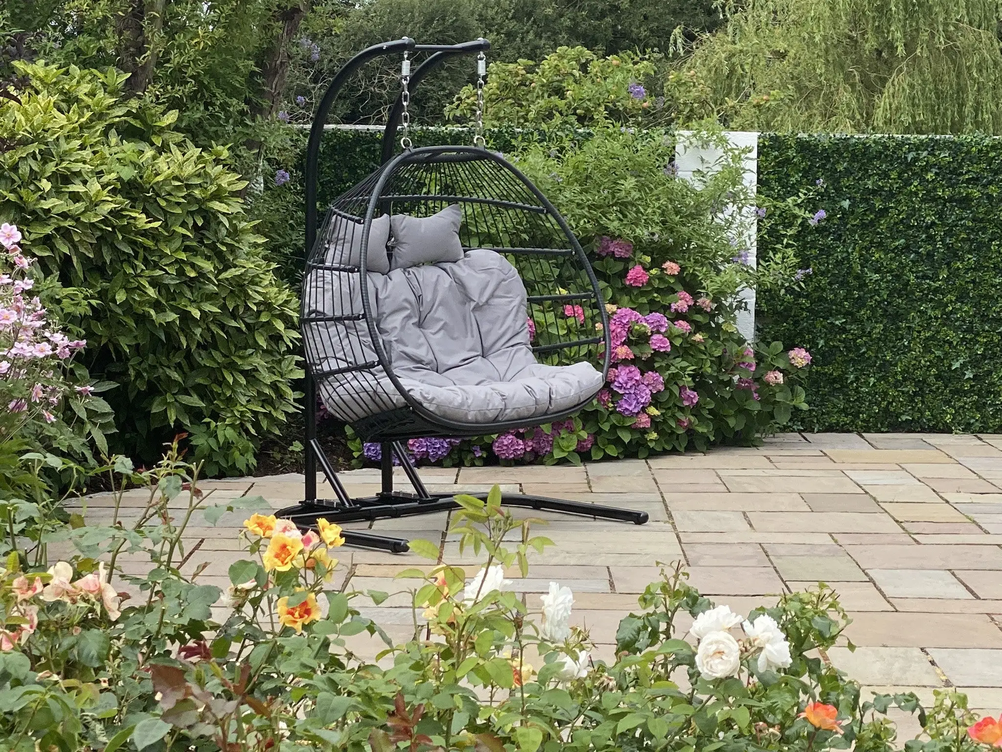 RW Foldable Double Swing Chair (Black)