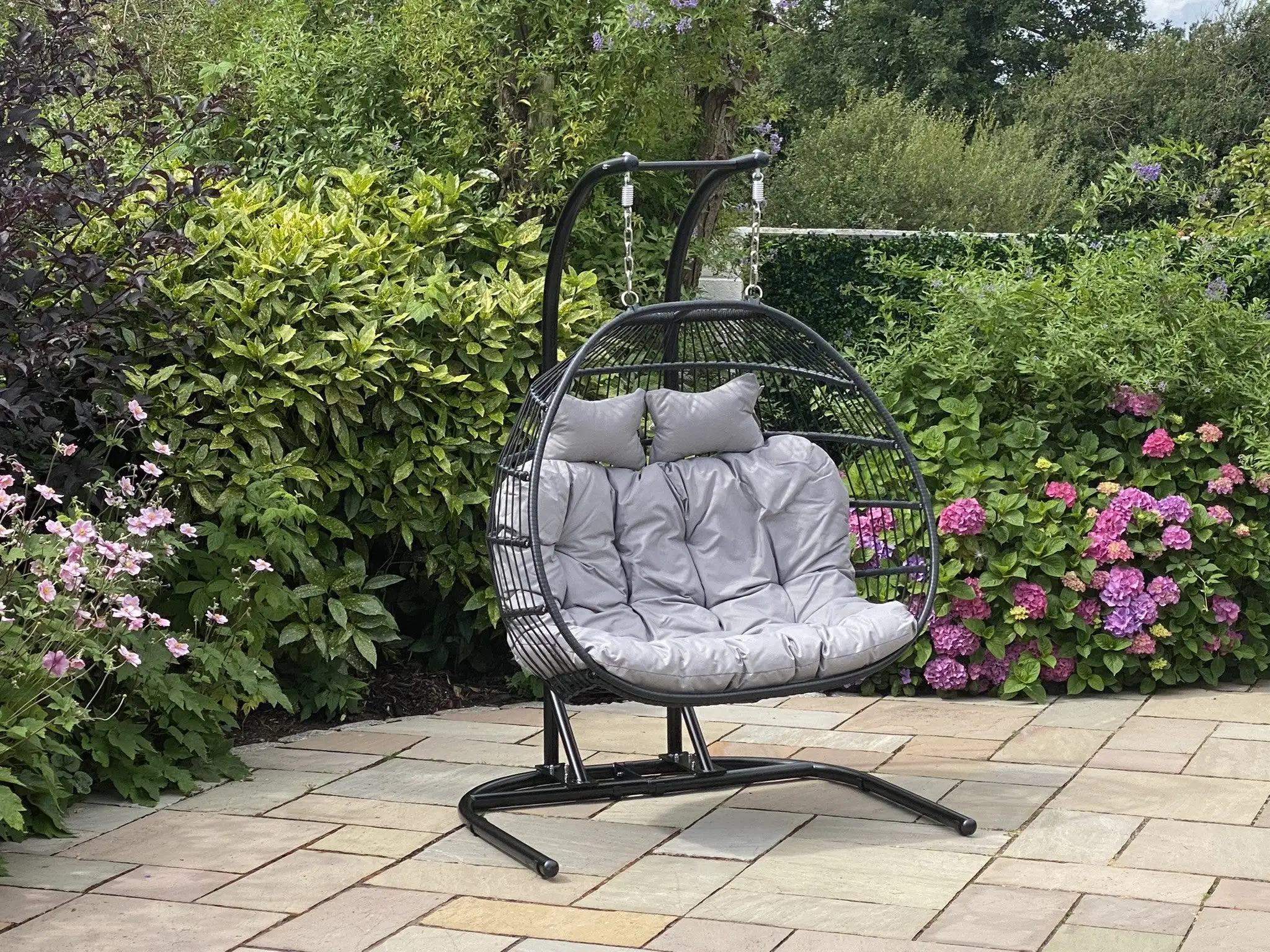 RW Foldable Double Swing Chair (Black) - Image 2