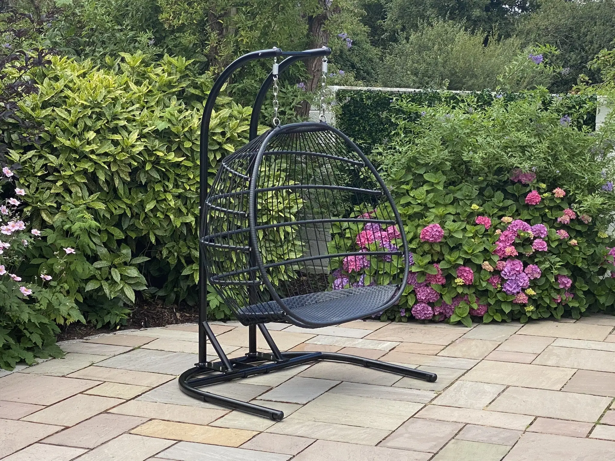 RW Foldable Double Swing Chair (Black) - Image 3