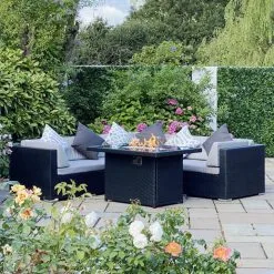 RW Aluminium Casual Dining Firepit Set (Black)