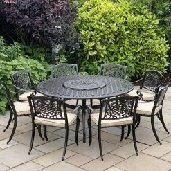Toulouse - 8 Seater Set With Round Table & Lazy Susan (Bronze)