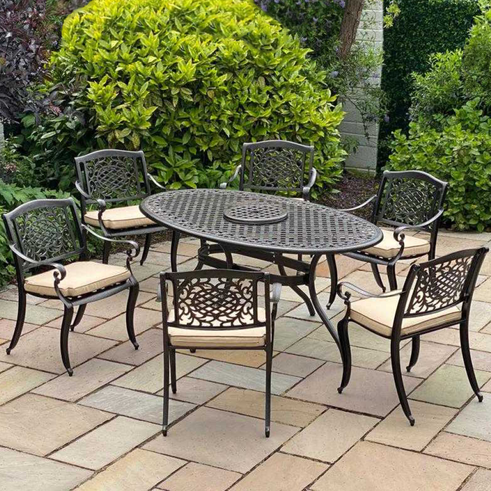 Toulouse - 6 Seater Oval Set With Lazy Susan (Bronze) - Image 4
