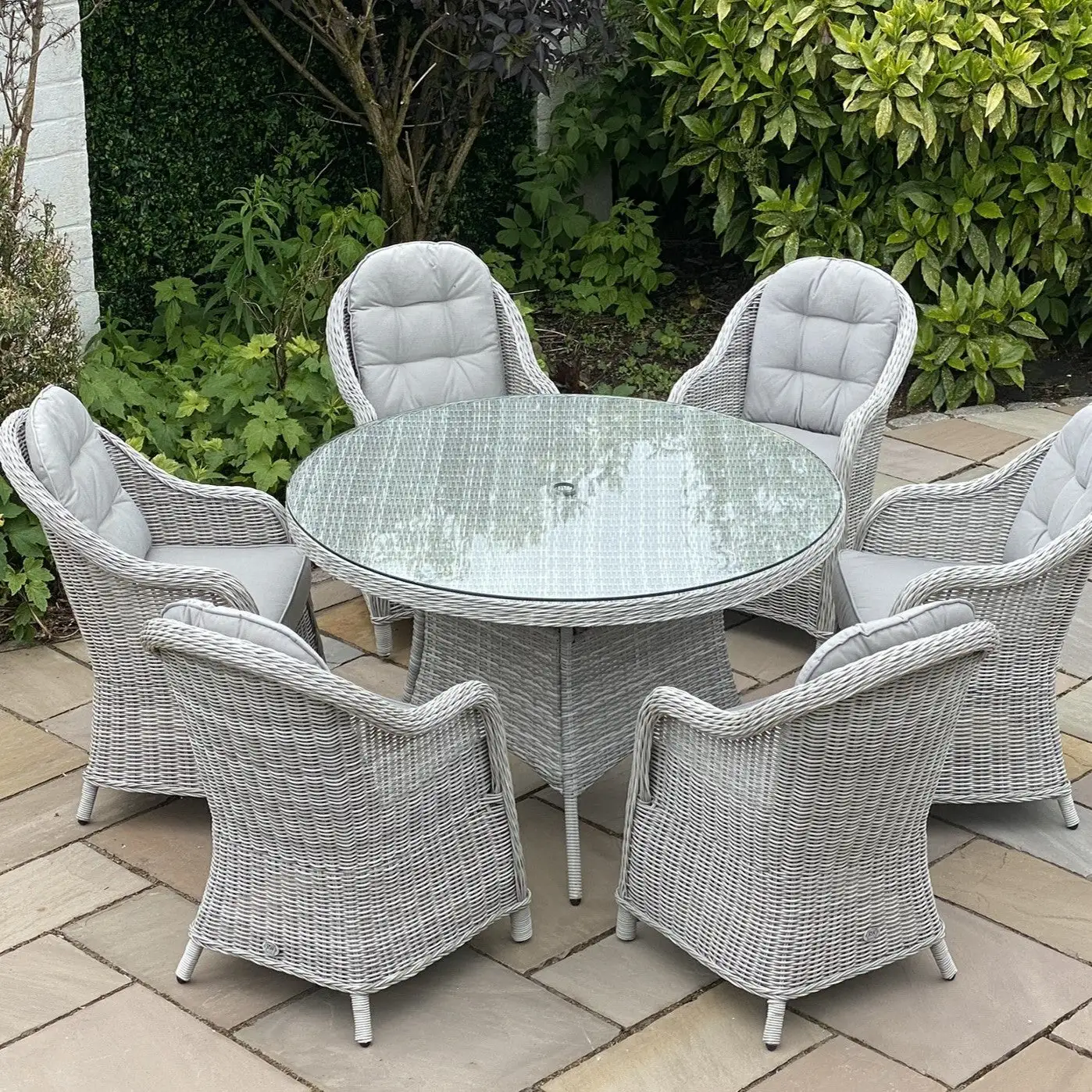 Sepino - 6 Seater Set With Round Table & Lazy Susan (Light Grey) - Image 2