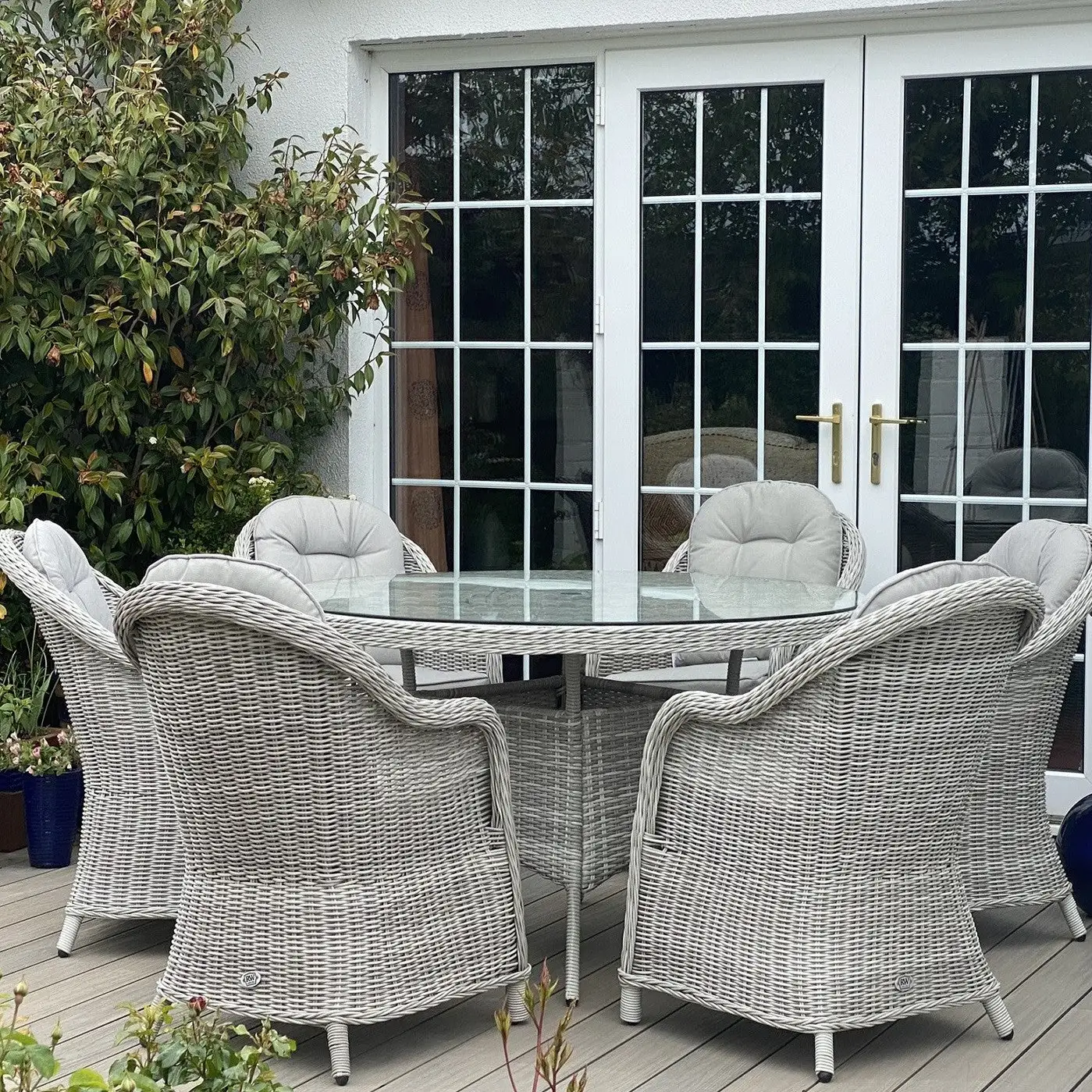 Sepino - 6 Seater Set With Round Table & Lazy Susan (Light Grey) - Image 3