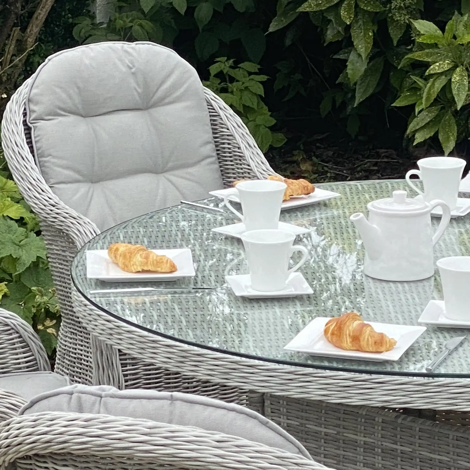 Sepino - 6 Seater Set With Round Table & Lazy Susan (Light Grey) - Image 5