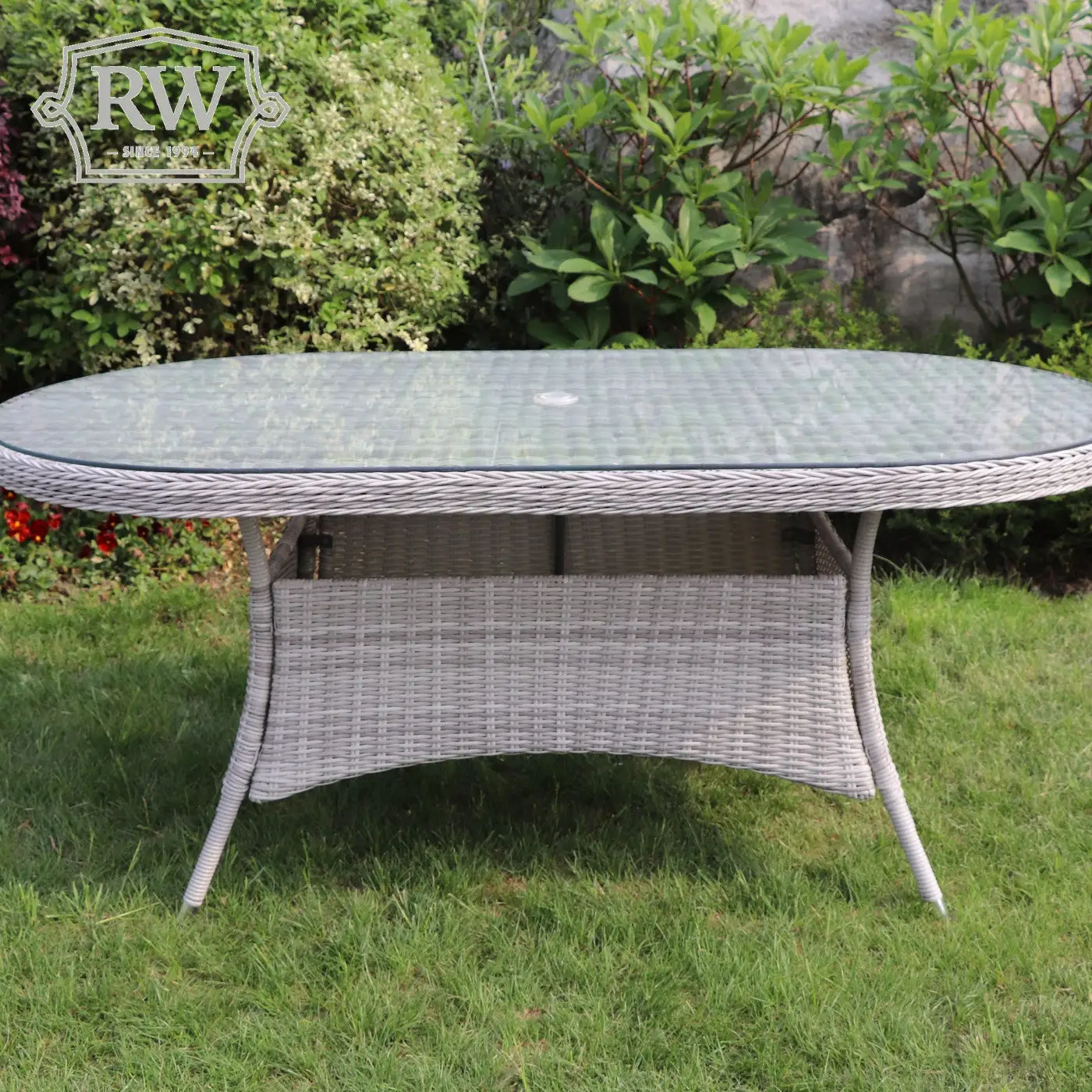 Sepino - 6 Seater Set With Oval Table & Lazy Susan (Light Grey) - Image 2