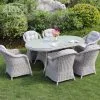 Sepino - 6 Seater Set With Oval Table & Lazy Susan (Light Grey)