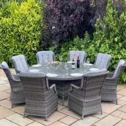 Boston - 8 Seater Round Set (Dark Grey)