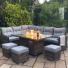 Boston - Casual Dining Set With Firepit (Dark Grey)
