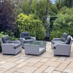 Venice - Oval Glass Coffee Set (Light Grey)