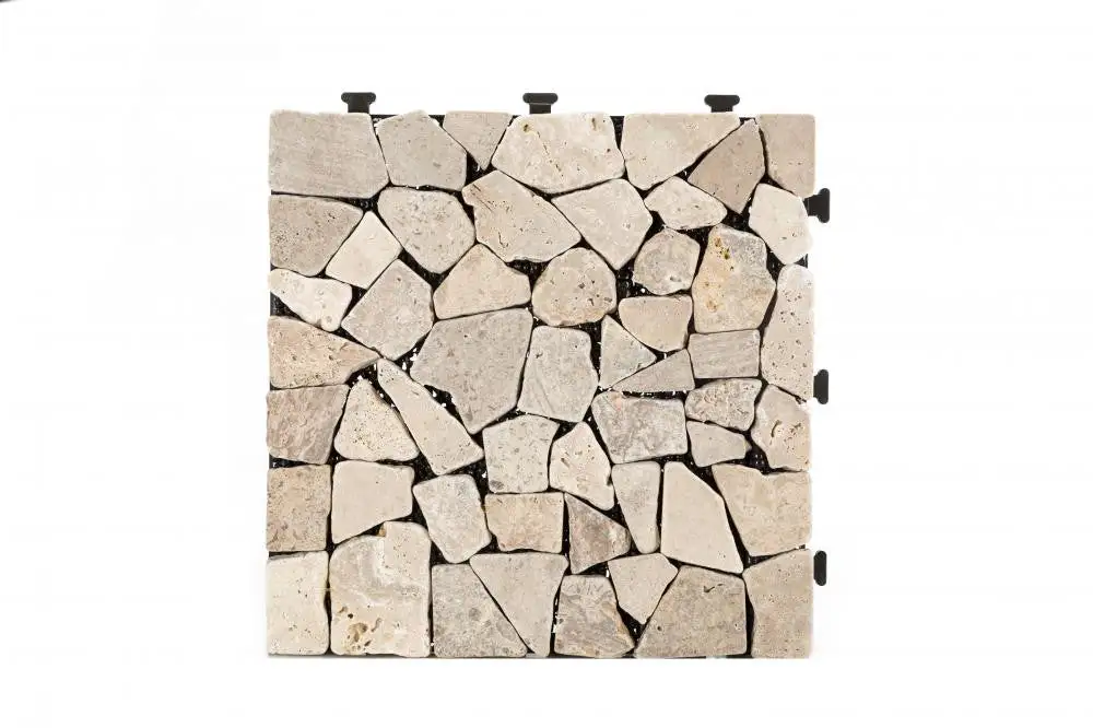 Click Clack Tiles Mosaic Travertine Decking Tile (Pack Of 6) - Image 2