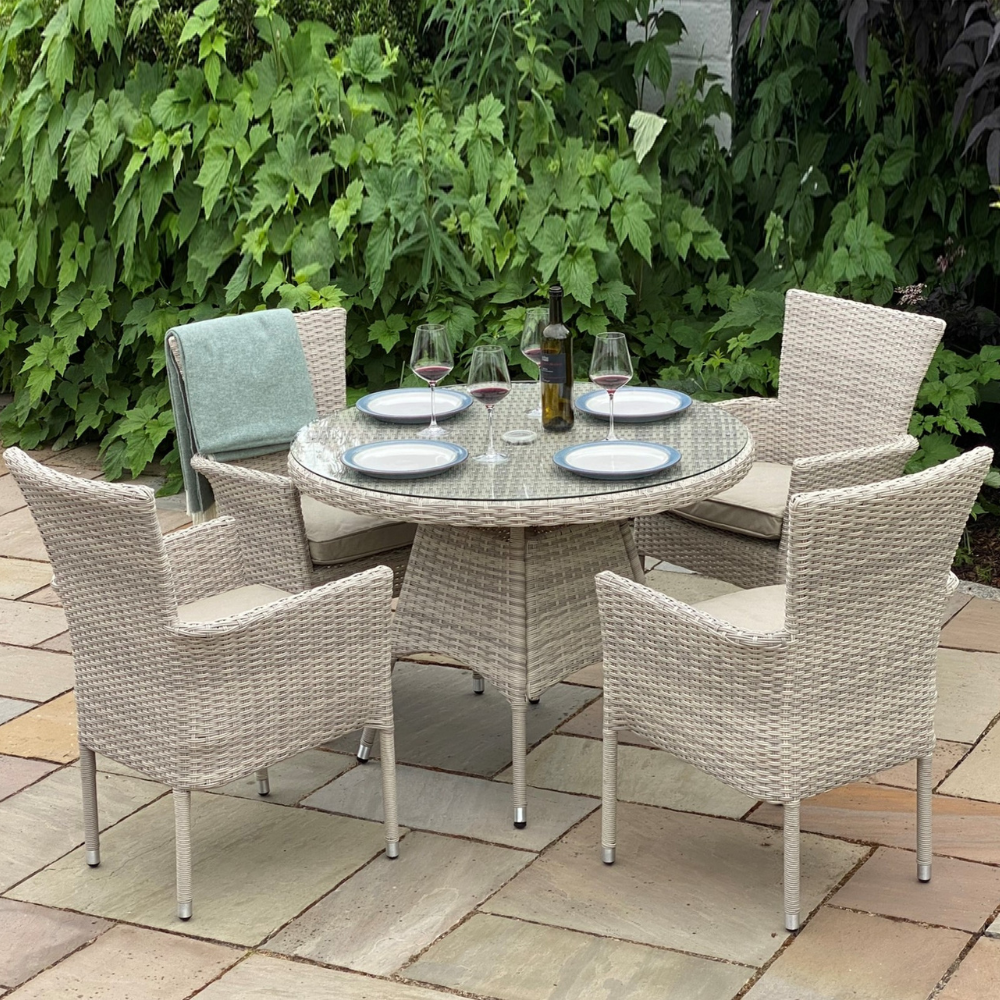 Miami - 4 Seater Round Stacking Set (Cream)