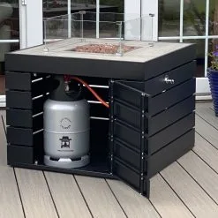 Muztag - Oslo Gas Firepit Table, 81x79x60cm (Black)