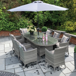 Cuba - 8 Seater Oval Set (Grey)