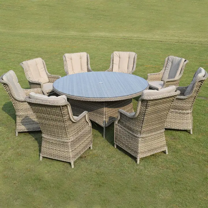 Hampton - 8 Seat Set With 165cm Round Table (Sand Colour Cushions) - Image 6