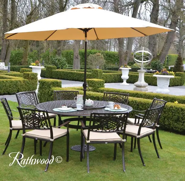 Lyon - 8 Seat Set With 168cm Round Table & Lazy Susan (Hammered Bronze)