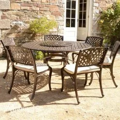 Fitzhenry - 6 Seat Set With 150cm Round Table & 'Lazy Susan' (Bronze)