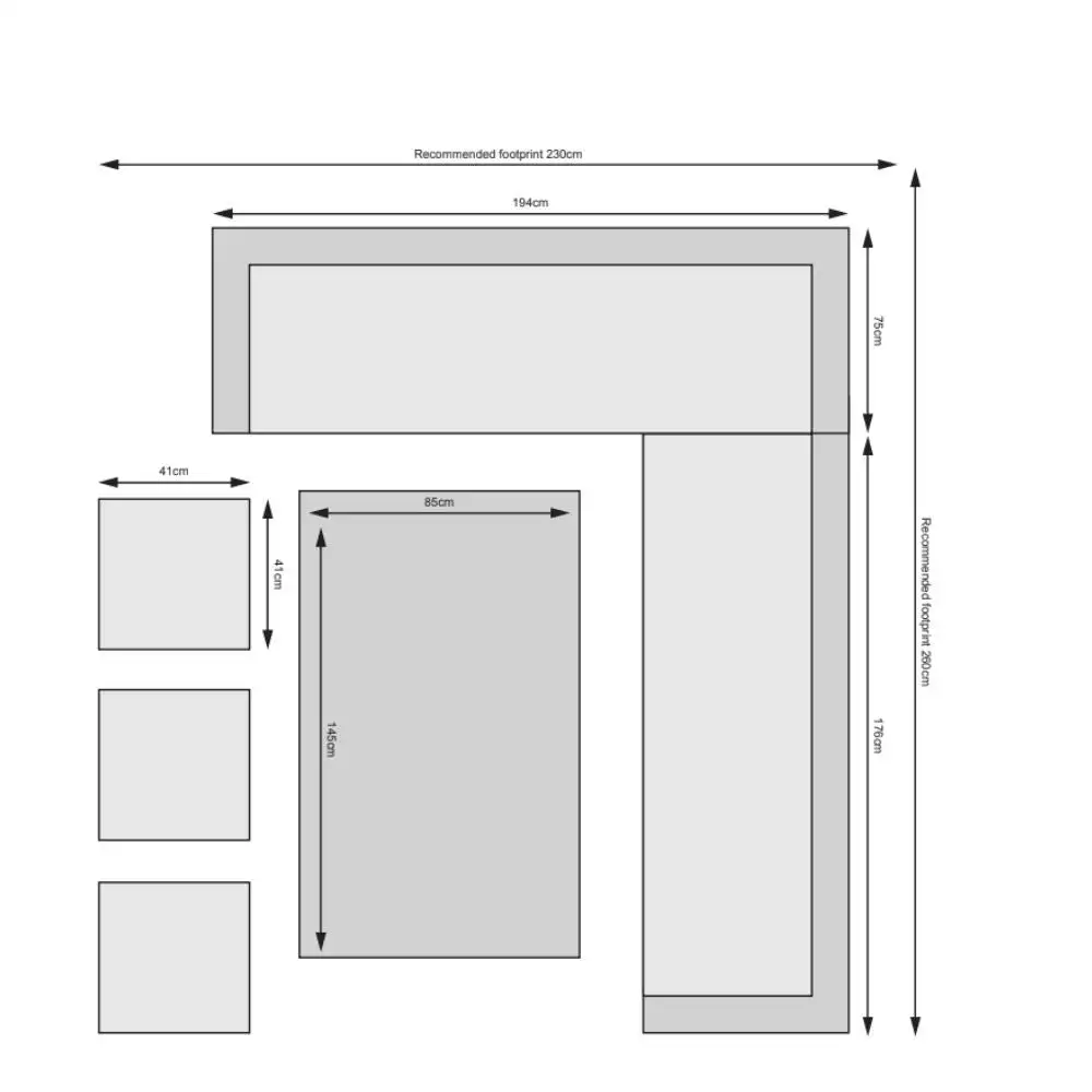Bali - Corner Sofa Set With Rectangular Table (Grey) - Image 7