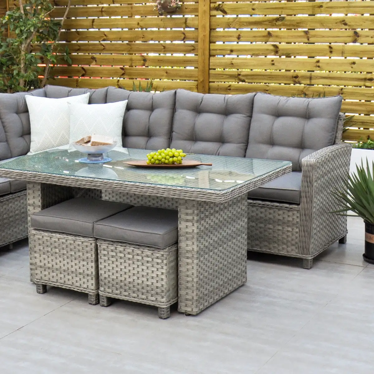 Bali - Corner Sofa Set With Rectangular Table (Grey) - Image 6