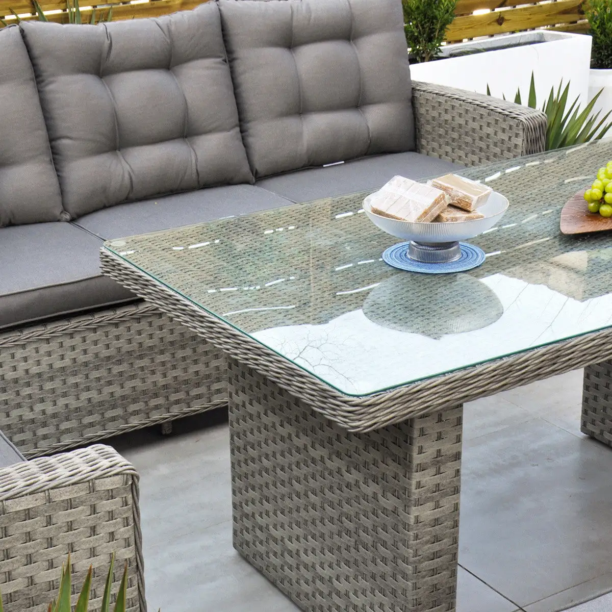 Bali - Corner Sofa Set With Rectangular Table (Grey) - Image 13