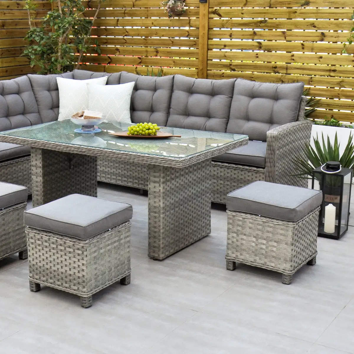 Bali - Corner Sofa Set With Rectangular Table (Grey) - Image 9