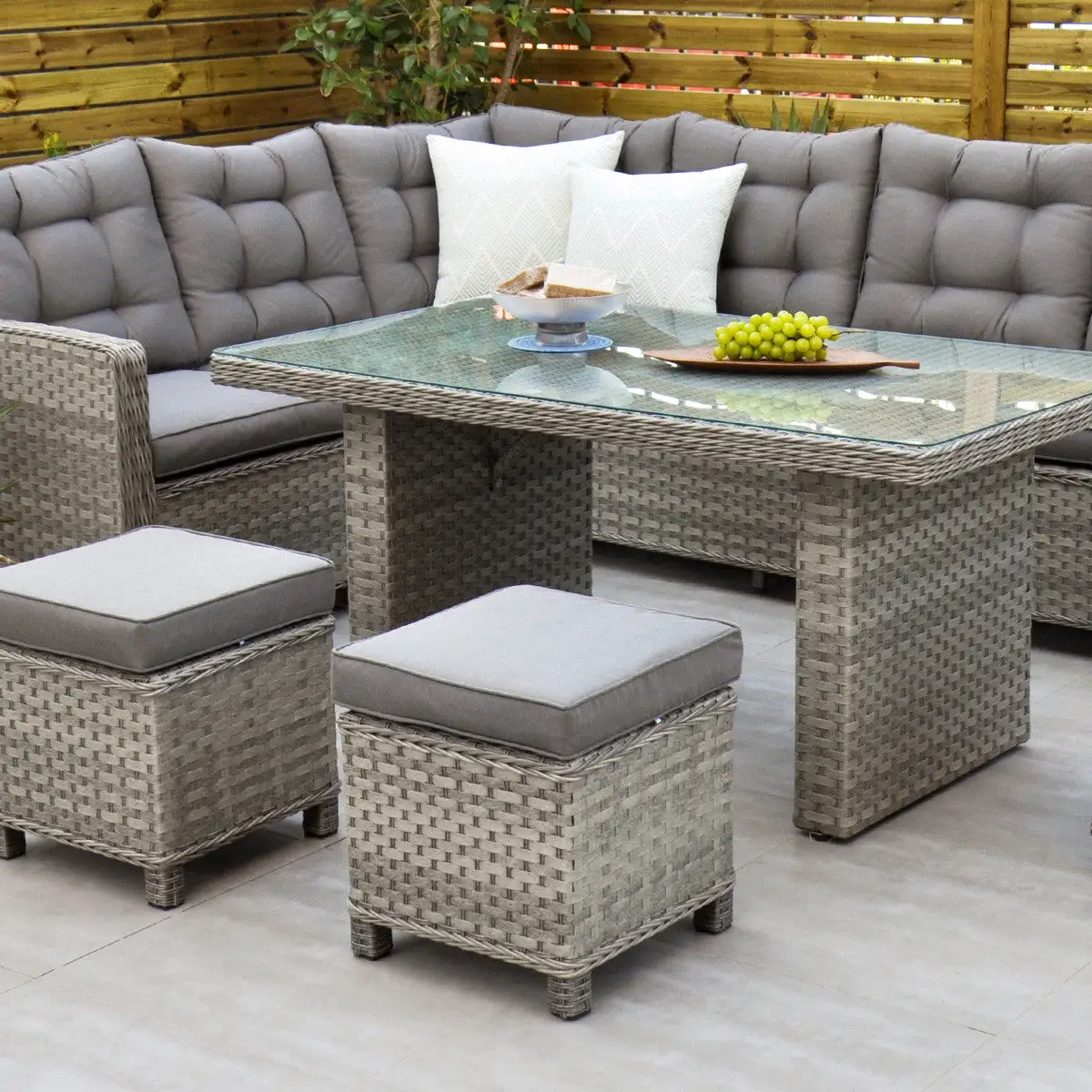 Bali - Corner Sofa Set With Rectangular Table (Grey) - Image 15