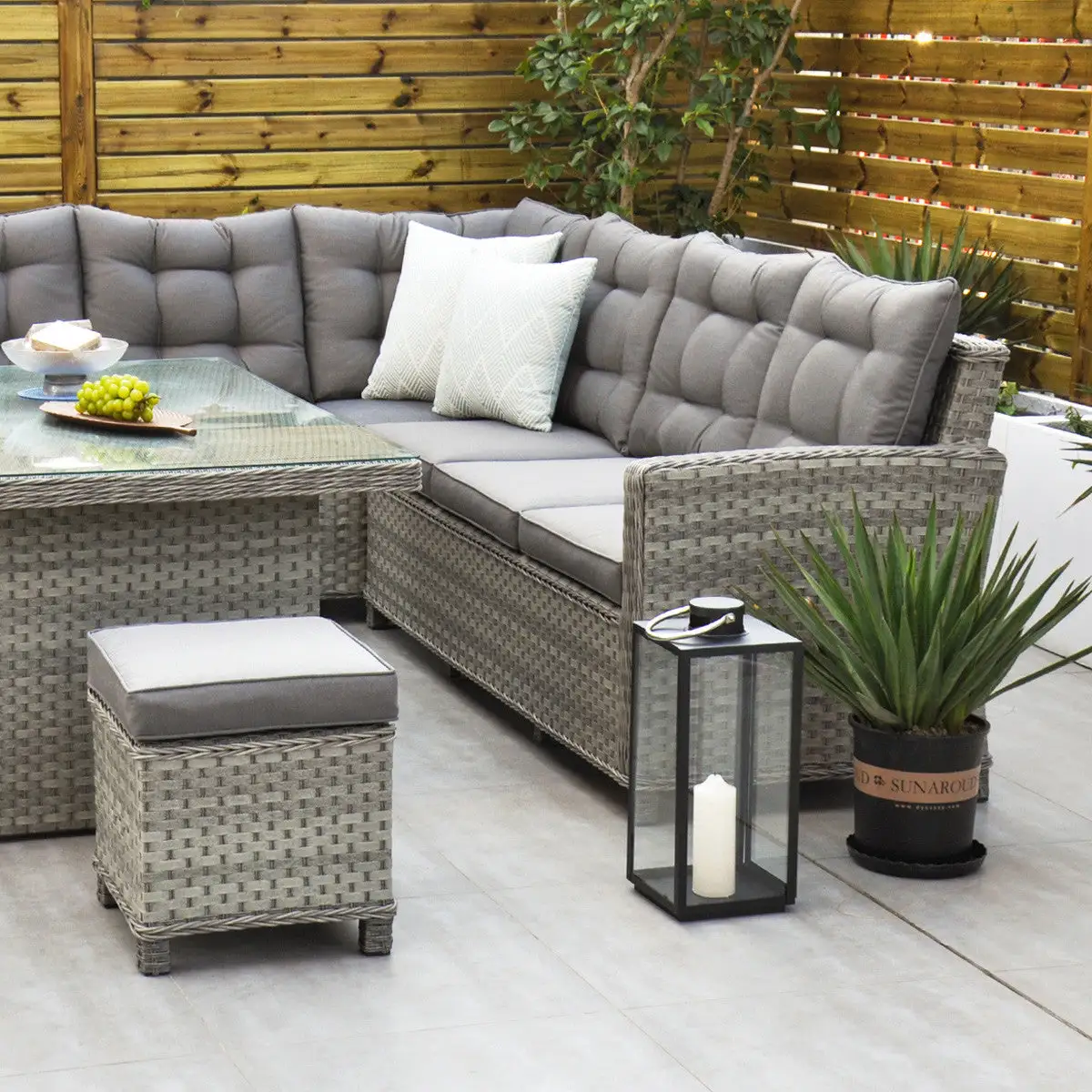 Bali - Corner Sofa Set With Rectangular Table (Grey) - Image 16