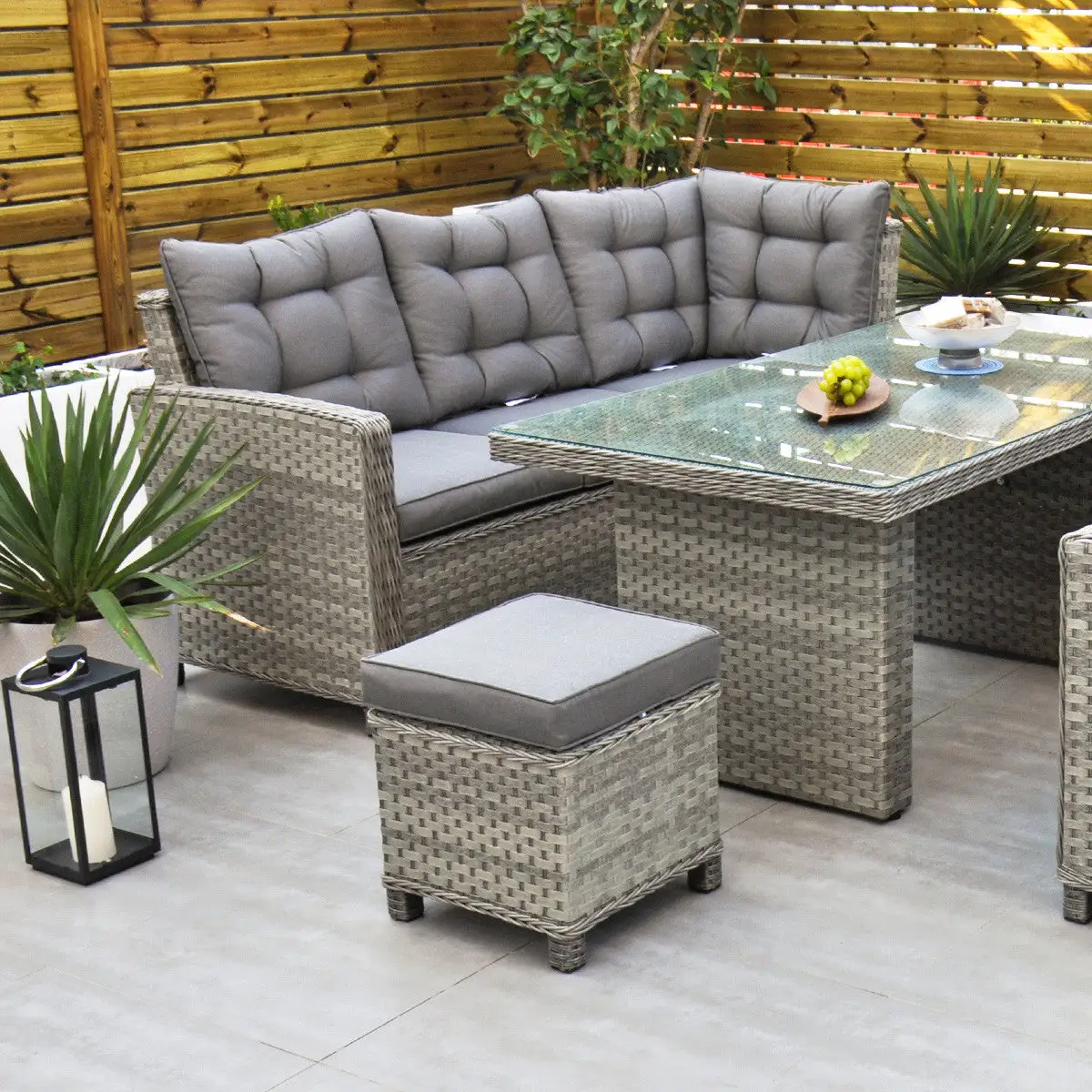 Bali - Corner Sofa Set With Rectangular Table (Grey) - Image 17