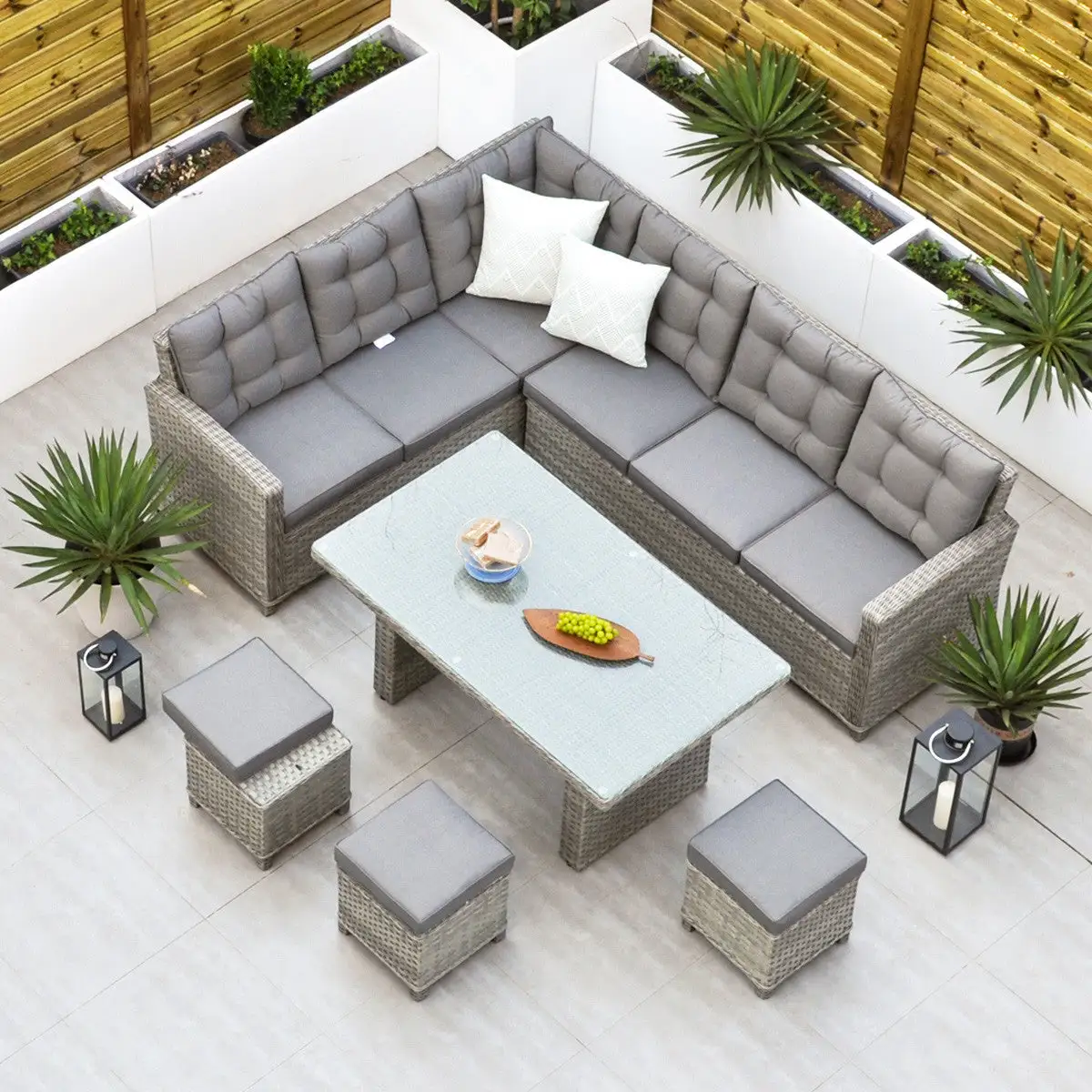 Bali - Corner Sofa Set With Rectangular Table (Grey) - Image 19