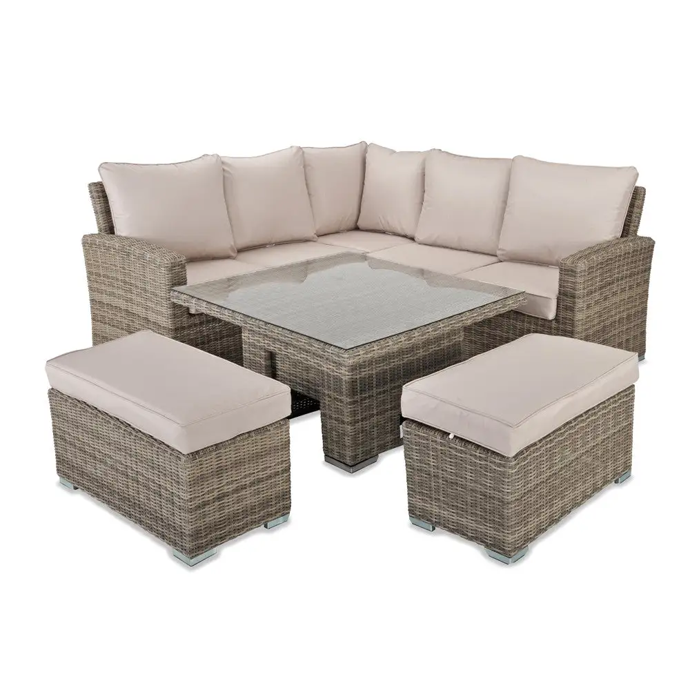 RW - Corner Sofa Set With Square Table (Natural)