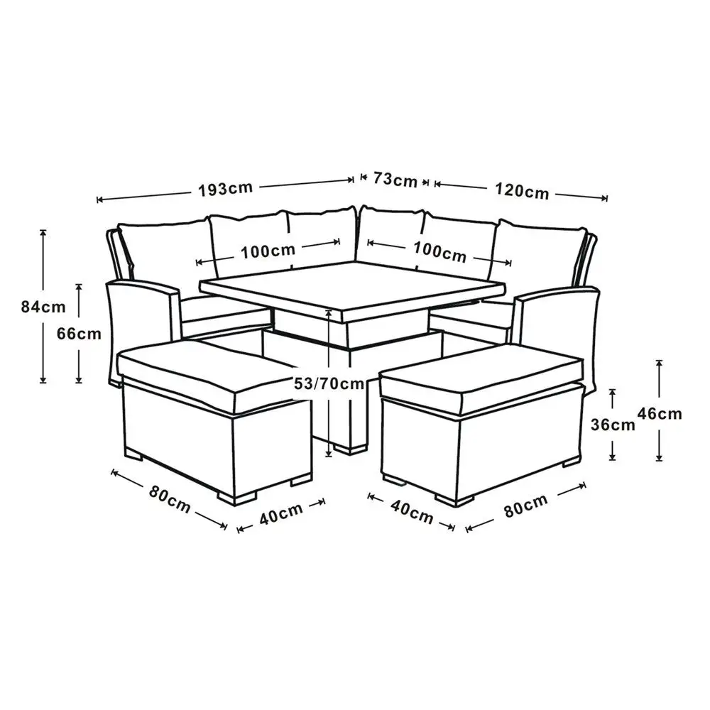 RW - Corner Sofa Set With Square Table (Natural) - Image 7