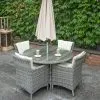 Oxford - 4 Seat Set With 120cm Round Table (Light Grey)