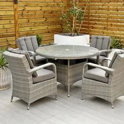 Havana - 4 Seat Set With 120cm Round Table (Light Grey)
