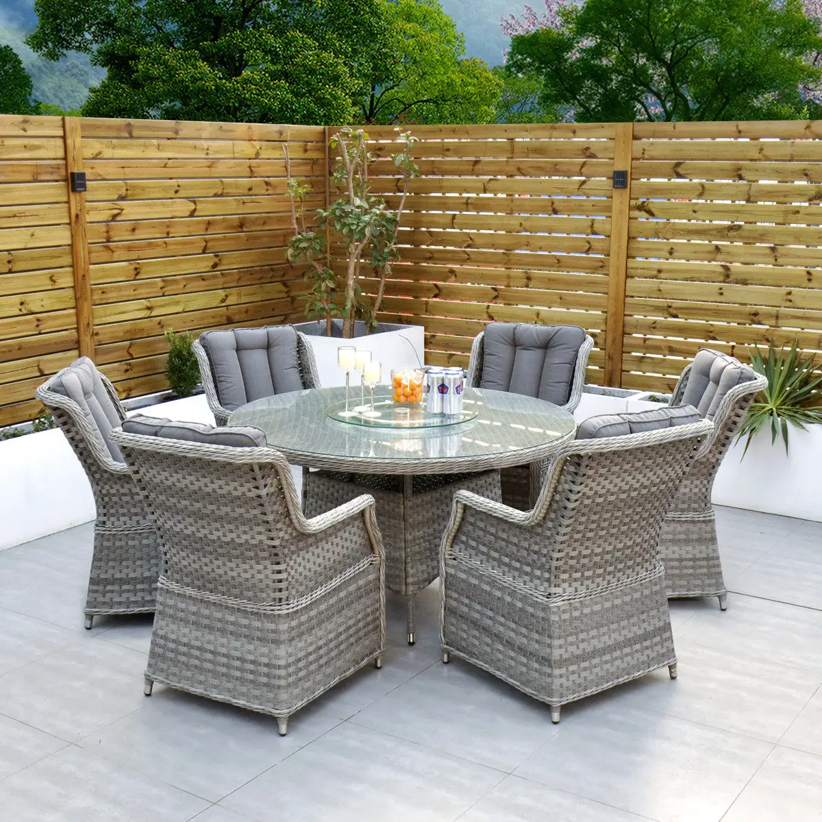 Bali - 6 Seat Set With 135cm Round Table (Grey) - Image 2