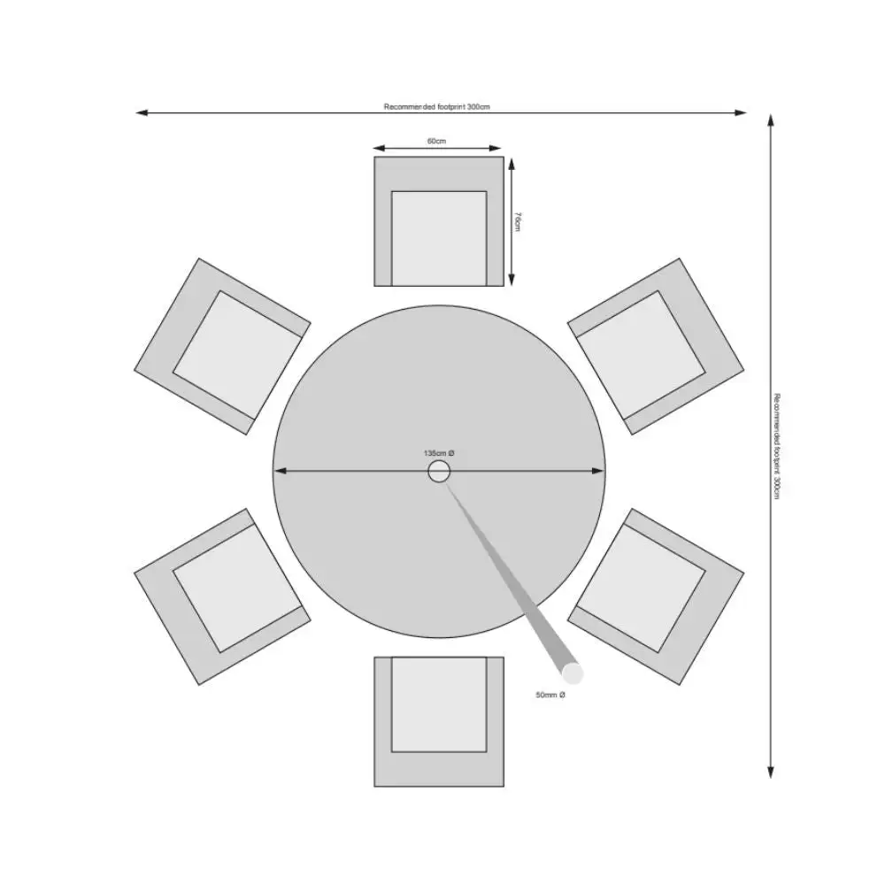 Bali - 6 Seat Set With 135cm Round Table (Grey) - Image 12