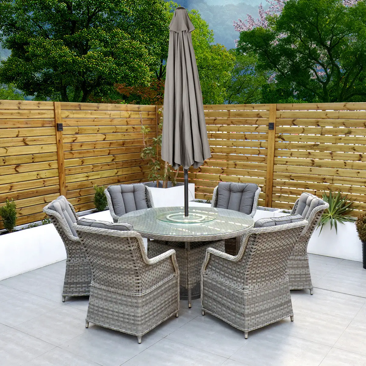 Bali - 6 Seat Set With 135cm Round Table (Grey) - Image 16