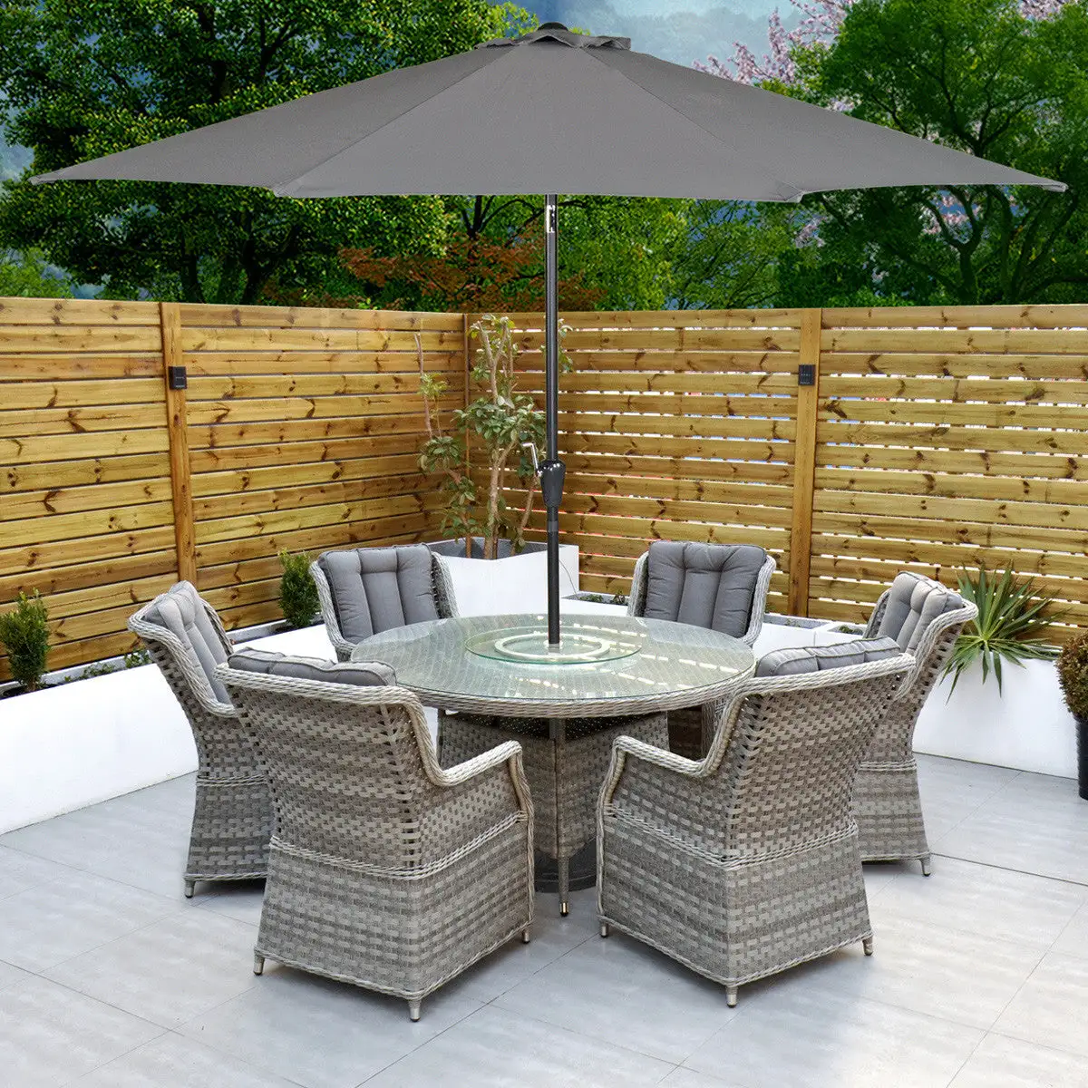 Bali - 6 Seat Set With 135cm Round Table (Grey) - Image 17