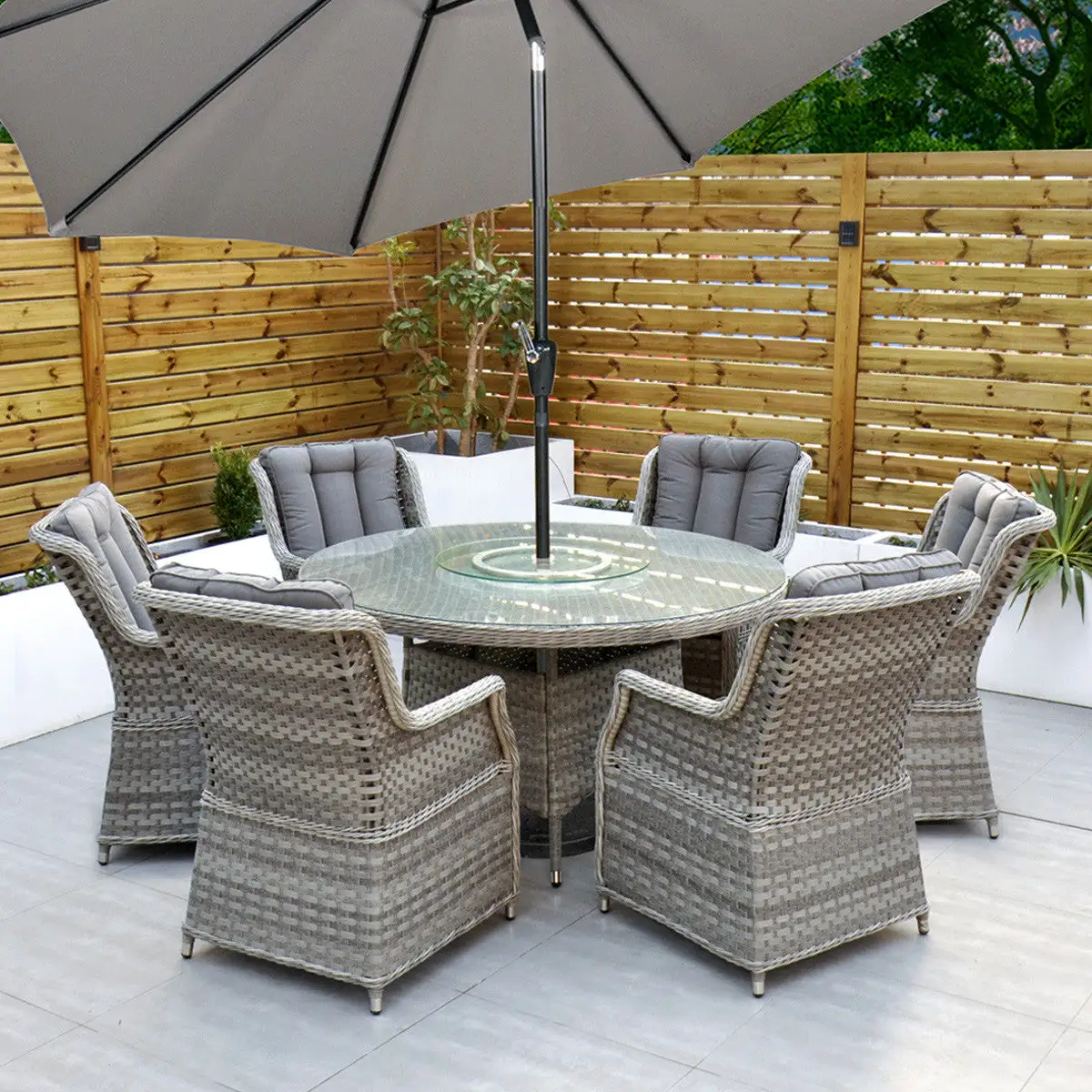 Bali - 6 Seat Set With 135cm Round Table (Grey) - Image 19